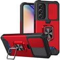thumbnail image 1 of Case for Galaxy S24 FE,Military Grade TPU+PC [Built-in Magnetic Kickstand] Dual-Layer Design Card Slot Heavy Duty Shockproof Protection Phone Case for Samsung Galaxy S24 FE 5G,2024 (Red), 1 of 10