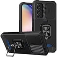 thumbnail image 1 of Case for Galaxy S24 FE,Military Grade TPU+PC [Built-in Magnetic Kickstand] Dual-Layer Design Card Slot Heavy Duty Shockproof Protection Phone Case for Samsung Galaxy S24 FE 5G,2024 (Black), 1 of 10