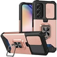 thumbnail image 1 of Case for Galaxy S24 FE,Military Grade TPU+PC [Built-in Magnetic Kickstand] Dual-Layer Design Card Slot Heavy Duty Shockproof Protection Phone Case for Samsung Galaxy S24 FE 5G,2024 (Rose Gold), 1 of 9