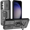 thumbnail image 1 of Case for Galaxy S24 FE,Military Slide Lens Camera Protection [Built-in Kickstand] Magnetic Metal Ring Holder Heavy Duty TPU+PC Shockproof Phone Case for Samsung Galaxy S24 FE 5G 2024 (Black), 1 of 12