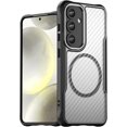 thumbnail image 1 of Case for Galaxy S24,Full-Body Rugged Carbon Fibre Protective Clear Back Hybrid Magnetic Wireless Charge Shockproof Protector Phone Case for Samsung Galaxy S24 5G,6.2 inch 2024 (Black), 1 of 18