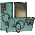 thumbnail image 1 of Case for Galaxy S24 Ultra,Grating Antiskid [Built-in Kickstand] Magnetic Rotate Ring Holder Heavy Duty TPU+PC Shockproof Protect Phone Case for Samsung Galaxy S24 Ultra 5G,6.8 Inch 2024 (Green), 1 of 11
