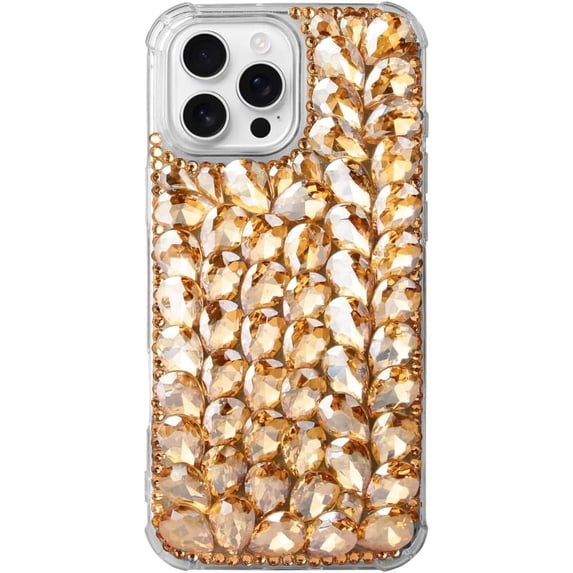Case for Galaxy S25,3D Handmade Sparkle Stunning Stones Crystal Diamond Bling Glitter Girls Women Shockproof Phone Case for Samsung Galaxy S25 5G,6.2 inch 2025 (Gold)