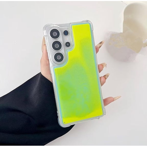 Case for Galaxy S25 Ultra,Fluorescent Quicksand Liquid Glow Sand Luxury Glow Darkness Noctiluncent Luminous Sand Protective Phone Case for Samsung Galaxy S25 Ultra,6.9" 2025 (Green)