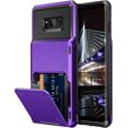 thumbnail image 1 of Case for Galaxy S8 Case Wallet 4-Slot Pocket Credit Card ID Holder Flip Door Scratch Resistant Dual Layer Protective Bumper Rugged Rubber Armor Hard Shell Cover for Samsung Galaxy S8 Purple, 1 of 10