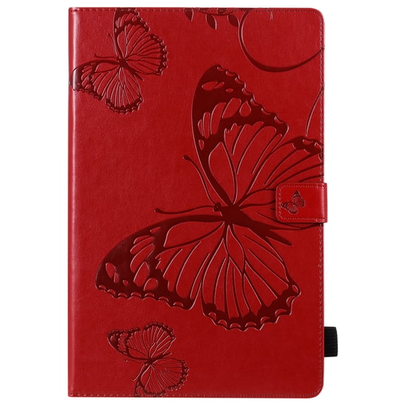 Case for Galaxy Tab A 10.1" 2019 SM-T510/T515/T517, Slim Fit Folio Flip PU Leather Butterfly Embossed Smart Stand Cover Auto Wake/Sleep Shockproof Protection TPU Back Cover, Red
