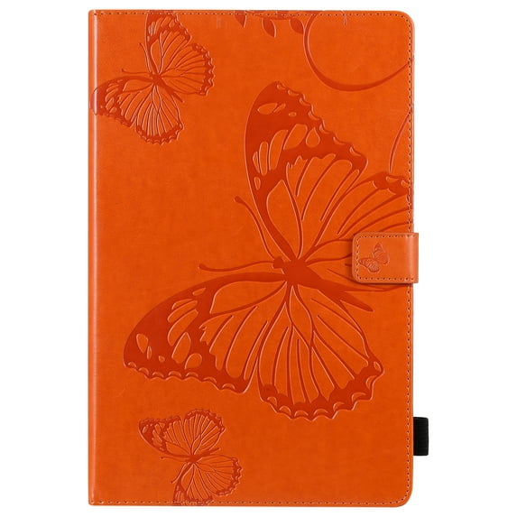 Case for Galaxy Tab A7 10.4" 2020 SM-T500/T505/T507, Slim Fit Folio Flip PU Leather Butterfly Embossed Smart Stand Cover Auto Wake/Sleep Shockproof Protection TPU Back Cover, Orange