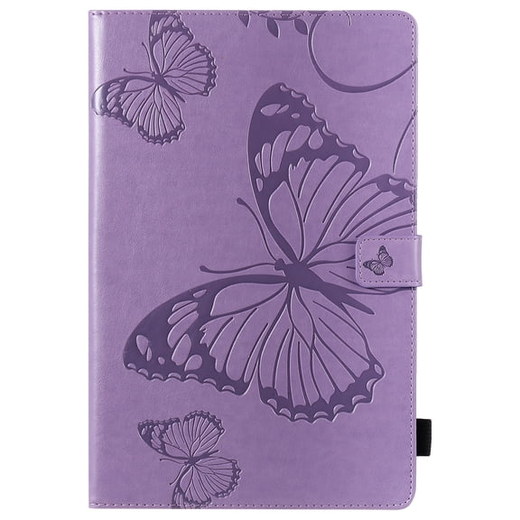 Case for Galaxy Tab E 9.6" T560 T560NU T560NZ T567, Slim Fit Folio Flip PU Leather Butterfly Embossed Smart Stand Cover Auto Wake/Sleep Shockproof Protection TPU Back Cover, Purple