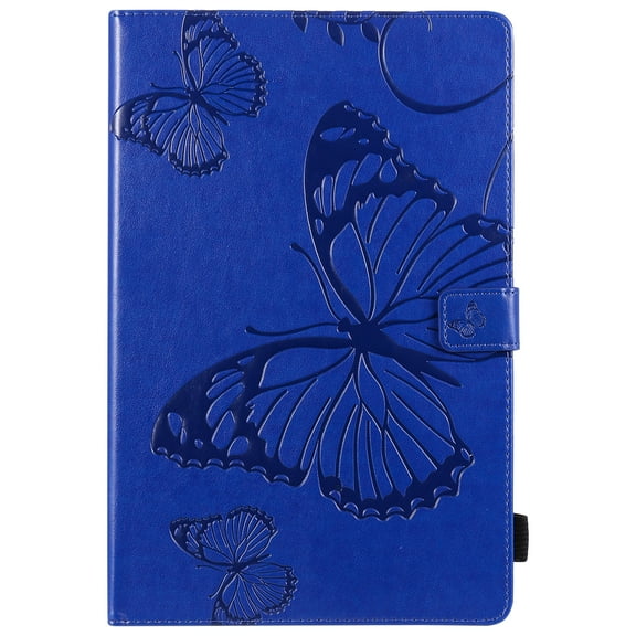Case for Galaxy Tab E 9.6" T560 T560NU T560NZ T567, Slim Fit Folio Flip PU Leather Butterfly Embossed Smart Stand Cover Auto Wake/Sleep Shockproof Protection TPU Back Cover, Blue