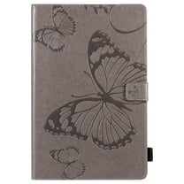Case for Galaxy Tab S6 10.5" 2019 SM-T860/T865/T867, Slim Fit Folio Flip PU Leather Butterfly Embossed Smart Stand Cover Auto Wake/Sleep Shockproof Protection TPU Back Cover, Gray