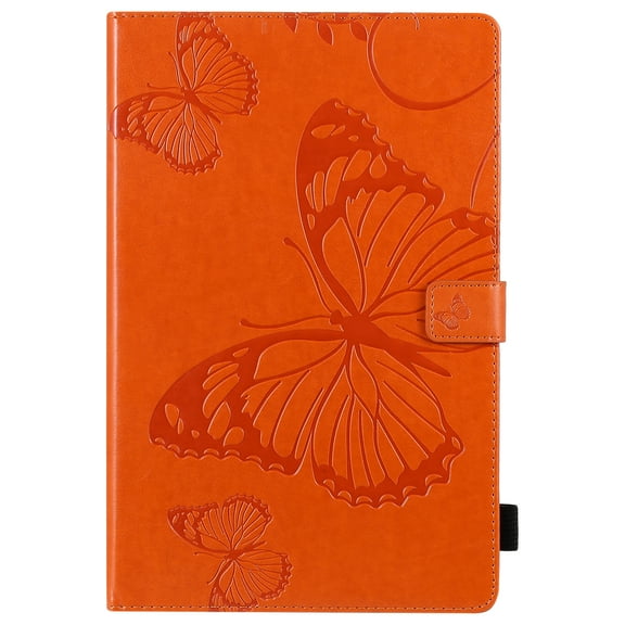 Case for Galaxy Tab S6 Lite 10.4" 2020 SM-P610/P615, Slim Fit Folio Flip PU Leather Butterfly Embossed Smart Stand Cover Auto Wake/Sleep Shockproof Protection TPU Back Cover, Orange