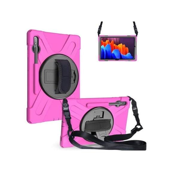 Case for Galaxy Tab S8 Plus 2022 / S7 FE 2021 / S7 Plus 2020 12.4 inch SM-X800/X806/T730/T970/T975 Shockproof Cover with Pen Holder Shoulder Strap Stand