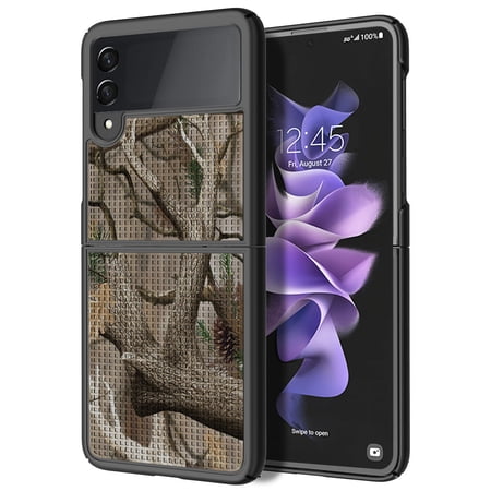 Case for Galaxy Z Flip 3 5G, Nakedcellphone Slim Hard Shell Protector Cover [Anti-Fingerprint, Grid Texture] for Samsung Z Flip3 Phone (SM-F711, 2021)