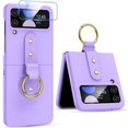 thumbnail image 1 of Case for Galaxy Z Flip 4 5G (2022), Z Flip 4 Ultra Slim Case with Metal Ring Holder & Camera Screen Protector for Women Girls, Matte PC Protective Case Cover for Samsung Galaxy Z Flip 4 - Purple, 1 of 16