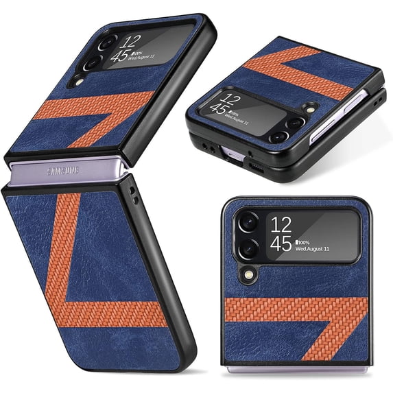 Case for Galaxy Z Flip 4 5G 5G, Fashion Z Stitching Design Pattern Shockproof Protection Phone Case Full Body Protection Back Case Slim Phone Cover for Galaxy Z Flip 4 5G 2022, Blue