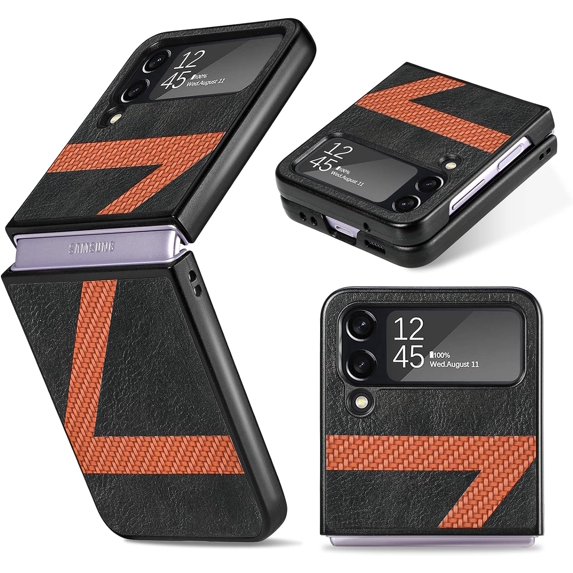 Case for Galaxy Z Flip 4 5G 5G, Fashion Z Stitching Design Pattern Shockproof Protection Phone Case Full Body Protection Back Case Slim Phone Cover for Galaxy Z Flip 4 5G 2022, Black