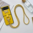 thumbnail image 1 of Case for Galaxy Z Flip 4 5G,Galaxy Z Flip 4 5G Case, Luxury Leather Crossbody Chain Strap Ring 3D Crystal Diamond Bling Glitter Phone Case for Samsung Galaxy Z Flip 4 5G, Yellow, 1 of 6