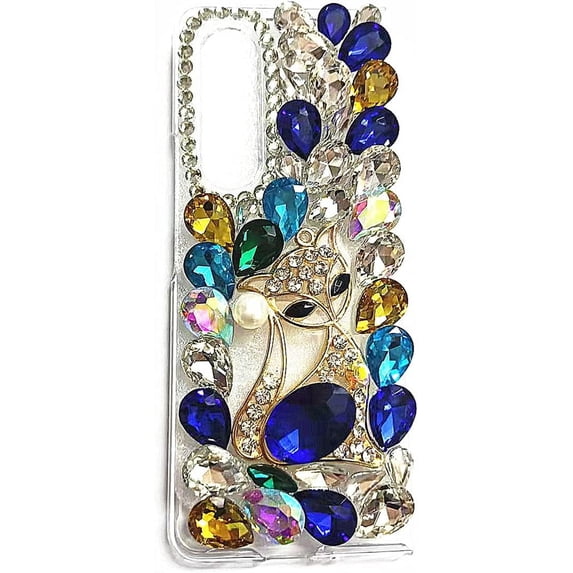 Case for Galaxy Z Fold 6,3D Handmade Luxury Sparkle Rhinestone Pumpkin Car Bear Flower Civet Cat Crystal Diamond Bling Glitter Phone Case for Samsung Galaxy Z Fold 6 5G,2024(Civet Blue)