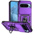 thumbnail image 1 of Case for Google 9 with Camera Lens Sliding Cover, Heavy Duty Rugged Ring Holder Stand Case, Military Grade Drop Resistant Protection Magnetic Car Mount Shockproof Case for Google 9, Purple, 1 of 10