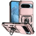 thumbnail image 1 of Case for Google 9 with Camera Lens Sliding Cover, Heavy Duty Rugged Ring Holder Stand Case, Military Grade Drop Resistant Protection Magnetic Car Mount Shockproof Case for Google 9, Rosegold, 1 of 10