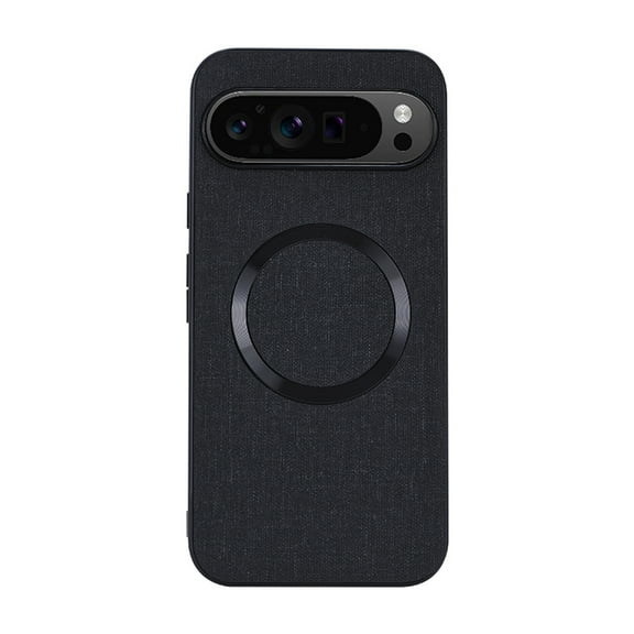 Case for Google Pixel 10 Pro XL, Plain Fabric Back TPU Frame Compatible with MagSafe Ultra Slim Lightweight Shockproof Anti-Falling Protective Thin Back Cover for Google Pixel 10 Pro XL, Black