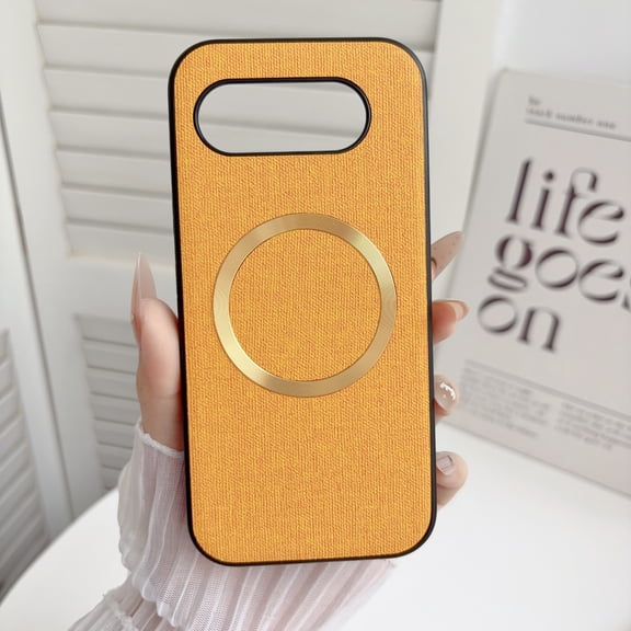 Case for Google Pixel 10a, Plain Fabric Back TPU Frame Compatible with MagSafe Ultra Slim Lightweight Shockproof Anti-Falling Protective Thin Back Case Cover for Google Pixel 10a, Orange