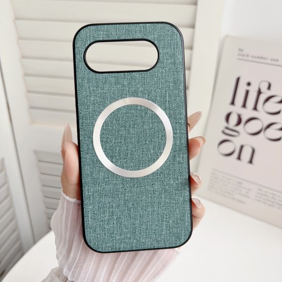 Case for Google Pixel 10a, Plain Fabric Back TPU Frame Compatible with MagSafe Ultra Slim Lightweight Shockproof Anti-Falling Protective Thin Back Case Cover for Google Pixel 10a, Green