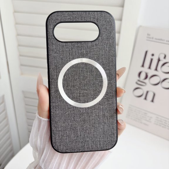 Case for Google Pixel 10a, Plain Fabric Back TPU Frame Compatible with MagSafe Ultra Slim Lightweight Shockproof Anti-Falling Protective Thin Back Case Cover for Google Pixel 10a, Gray