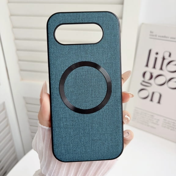 Case for Google Pixel 10a, Plain Fabric Back TPU Frame Compatible with MagSafe Ultra Slim Lightweight Shockproof Anti-Falling Protective Thin Back Case Cover for Google Pixel 10a, Darkblue