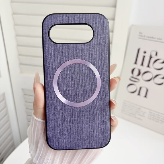 Case for Google Pixel 10a, Plain Fabric Back TPU Frame Compatible with MagSafe Ultra Slim Lightweight Shockproof Anti-Falling Protective Thin Back Case Cover for Google Pixel 10a, Purple