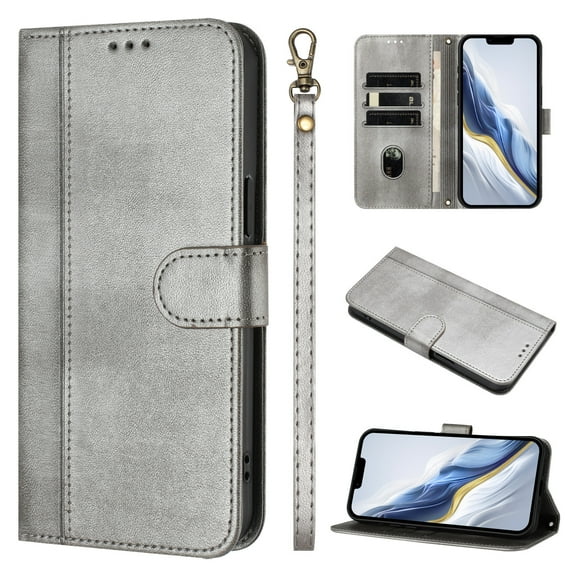 Case for Google Pixel 5 Wallet Phone Cover with Wrist Strap, Card Slots and Cash Pocket, PU Leather Magnetic Closure and Anti-Drop Stand Flip Protective Shockproof Case