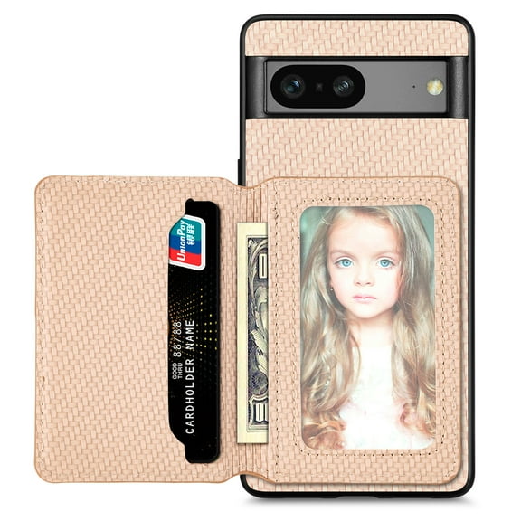 Case for Google Pixel 6,Decase Premium Fabric Hybrid Wallet Phone Cover RFID Blocking Card Slots Holder Shockproof Anti-Scratch Support Magnetic Car Mount - khaki