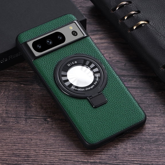 Case For Google Pixel 6 Magnetic Phone Case, Ring Holder Kickstand Case with Wireless Charging PU Leather Rugged Shockproof Protective Case for Google Pixel 6 5G 6.4" 2021,Green