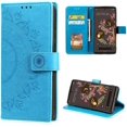 thumbnail image 1 of Case for Google Pixel 6, Premium Leather Flip Wallet Case with Card Slots Holder Kickstand Hand Strap Mandala Half Flower Design Embossed Shockproof Cover Case - Blue, 1 of 13