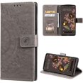 thumbnail image 1 of Case for Google Pixel 6, Premium Leather Flip Wallet Case with Card Slots Holder Kickstand Hand Strap Mandala Half Flower Design Embossed Shockproof Cover Case - Gray, 1 of 12