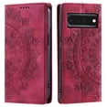thumbnail image 1 of Case for Google Pixel 6 Pro Wallet Case for Women Girls with Card Holder, Embossed Flower Pattern Magnetic Flip PU Leather Purse Protective Phone Cover for Google Pixel 6 Pro, Red, 1 of 10
