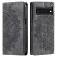 thumbnail image 1 of Case for Google Pixel 6 Pro Wallet Case for Women Girls with Card Holder, Embossed Flower Pattern Magnetic Flip PU Leather Purse Protective Phone Cover for Google Pixel 6 Pro, Grey, 1 of 10