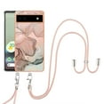 thumbnail image 1 of Case for Google Pixel 6a, Adjustable Detachable Crossbody Strap Neck Strap Silicone Bumper Marble Painted TPU Ultra Thin Shockproof Protective Phone Case Cover for Google Pixel 6a, Rosegold, 1 of 7