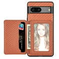 thumbnail image 1 of Case for Google Pixel 6a,Decase Premium Fabric Hybrid Wallet Phone Cover RFID Blocking Card Slots Holder Shockproof Anti-Scratch Support Magnetic Car Mount - brown, 1 of 1