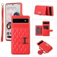 thumbnail image 1 of Case for Google Pixel 6a, Detachable Crossbody Strap & Lanyard Wallet Case with Card Slots, 360° Stand Ring Kickstand Flip PU Leather Protective Cover for Google Pixel 6a, Red, 1 of 9