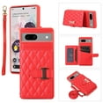 thumbnail image 1 of Case for Google Pixel 7 Pro, Detachable Crossbody Strap & Lanyard Wallet Case with Card Slots, 360° Stand Ring Kickstand Flip PU Leather Protective Cover for Google Pixel 7 Pro, Red, 1 of 9