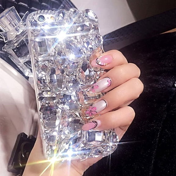 Case for Google Pixel 7 Pro,Google Pixel 7 Pro Case,3D Handmade Sparkle Stunning Stones Crystal Diamond Bling Glitter Phone Case for Google Pixel 7 Pro 5G,6.7" 2022 (A Full White)