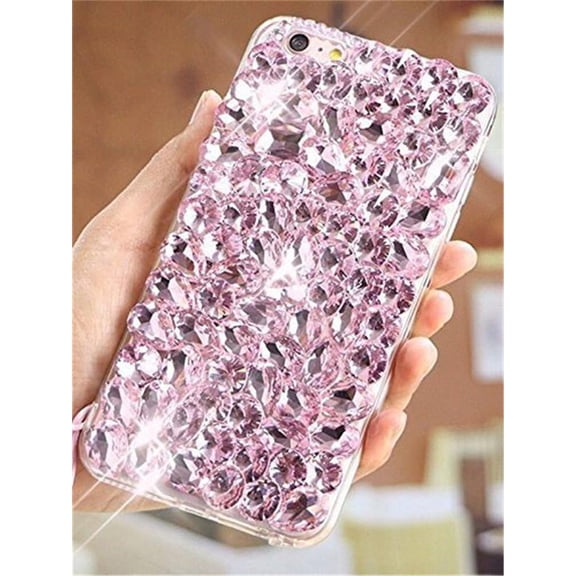 Case for Google Pixel 7 Pro,Google Pixel 7 Pro Case,3D Handmade Sparkle Stunning Stones Crystal Diamond Bling Glitter Phone Case for Google Pixel 7 Pro 5G,6.7" 2022 (A Full Pink)