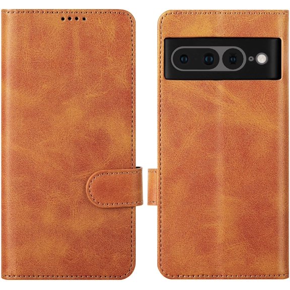 Case for Google Pixel 7 Pro (Not for 7) Wallet Flip Cover [RFID Blocking] [3 Card Holder 1 Money Pocket] [Magnetic Closure] [Stand Kickstand] PU Leather Folio Case for Pixel 7 Pro - Tan