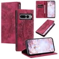thumbnail image 1 of Case for Google Pixel 7 Pro Wallet Case for Women Girls with Card Holder, Embossed Flower Pattern Magnetic Flip PU Leather Purse Protective Phone Cover for Google Pixel 7 Pro, Red, 1 of 10