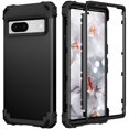 thumbnail image 1 of Case for Google Pixel 7, Slim Dual Layer 3 in 1 Heavy Duty Protection Hybrid Hard PC Soft Silicone Rugged Bumper Anti Slip Full-Body Protective Cases For Google Pixel 7, Black, 1 of 6