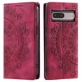thumbnail image 1 of Case for Google Pixel 7 Wallet Case for Women Girls with Card Holder, Embossed Flower Pattern Magnetic Flip PU Leather Purse Protective Phone Cover for Google Pixel 7, Red, 1 of 10