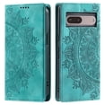 thumbnail image 1 of Case for Google Pixel 7 Wallet Case for Women Girls with Card Holder, Embossed Flower Pattern Magnetic Flip PU Leather Purse Protective Phone Cover for Google Pixel 7, Green, 1 of 10
