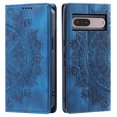 thumbnail image 1 of Case for Google Pixel 7 Wallet Case for Women Girls with Card Holder, Embossed Flower Pattern Magnetic Flip PU Leather Purse Protective Phone Cover for Google Pixel 7, Blue, 1 of 10