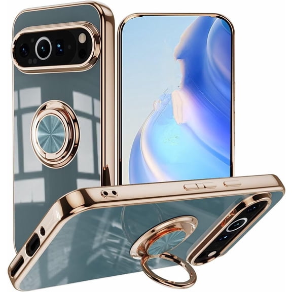 Case for Google Pixel 7A,[Built-in Rotatable Magnetic Kickstand] Plating Edge Soft TPU Slim Drop Protection Shockproof Phone Case for Google Pixel 7A 5G,6.1 inch 2023 (Blue)